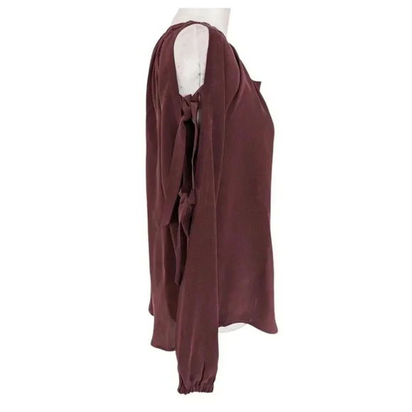 CHASER NWT Brick Tie Sleeve Top Size M 100% Silk Blouse V-Neck - Picture 6 of 7